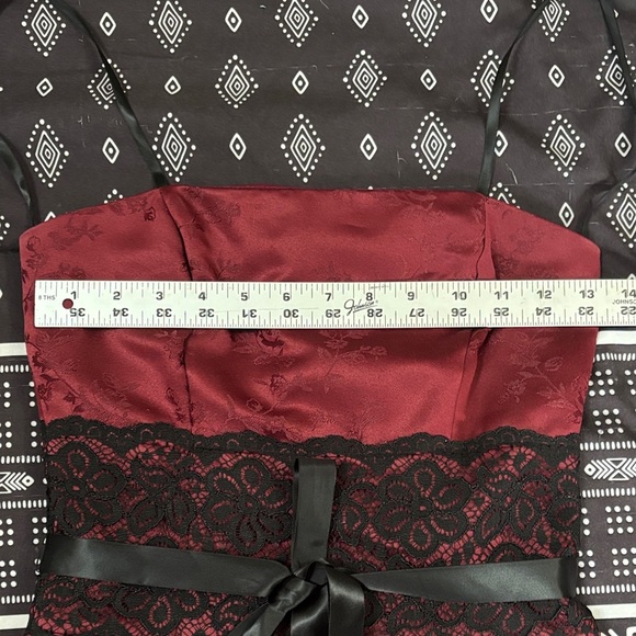 Burgundy Lace Strapless Dress - Picture 8 of 9